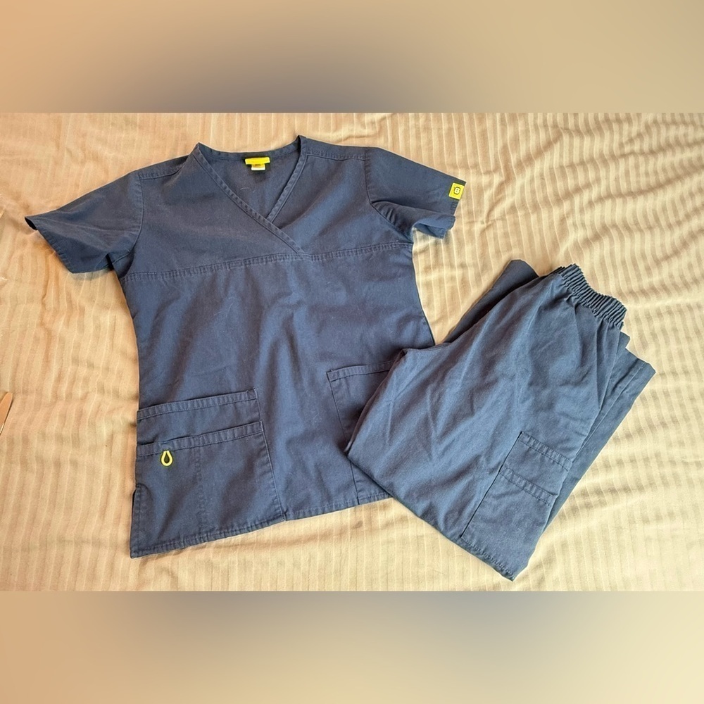 Blue and yellow Scrub Set